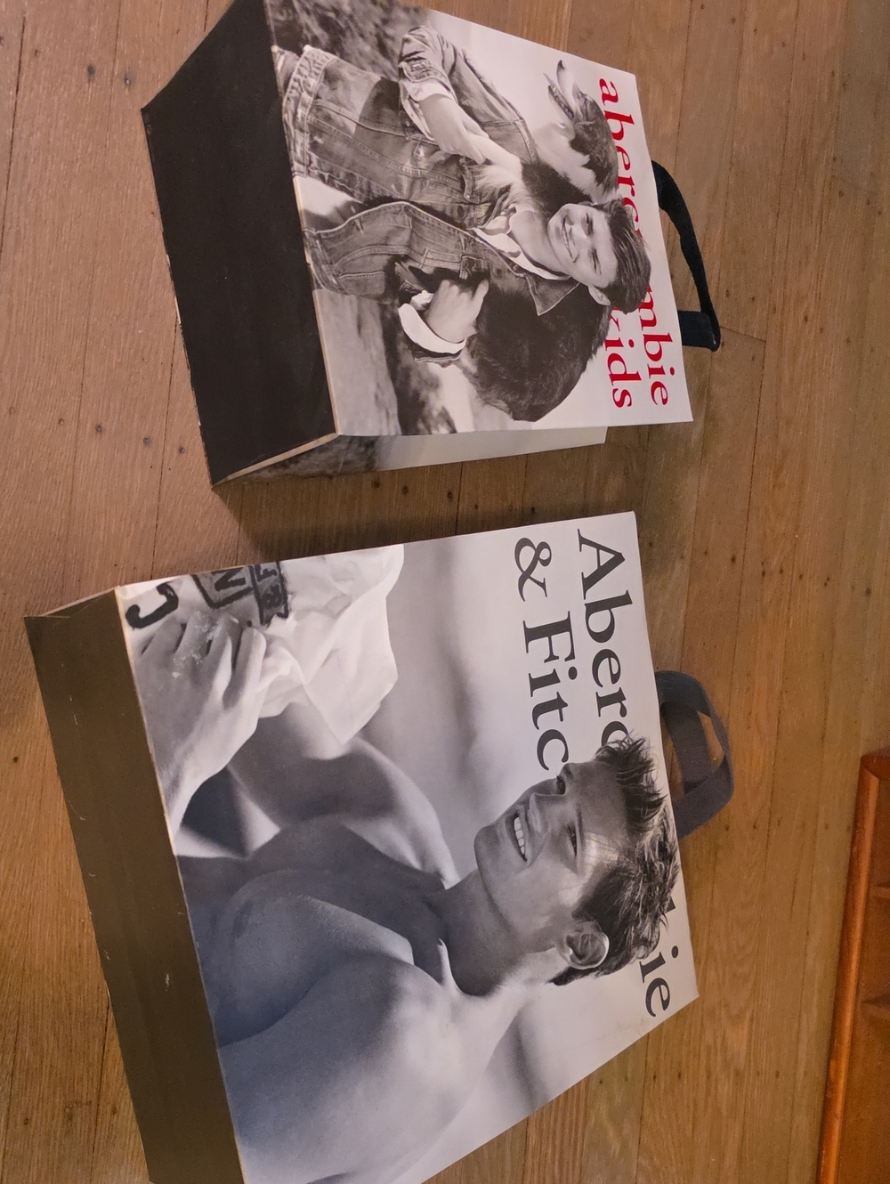 Abercrombie & Fitch And Abercombie Kids: 2 Vintage Bags. 15.5x14" And 12x9"